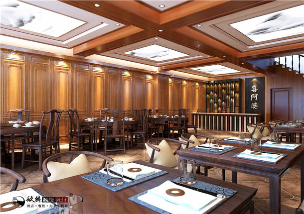 惠农喜阿婆连锁餐厅装修设计|古典元素中植入现代文化感