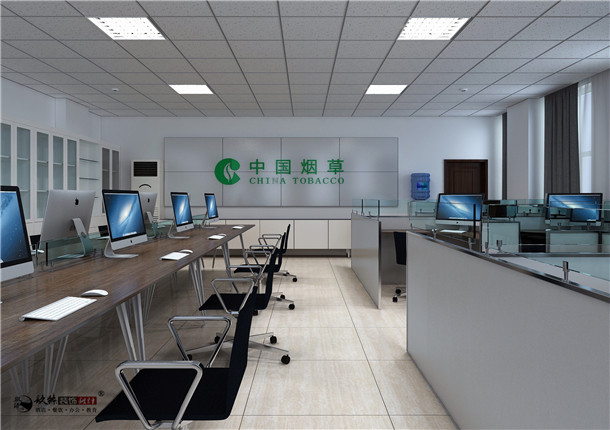 惠农宁东烟草分理处办公室装修设计|使展台空间洋溢着浓郁环境氛围